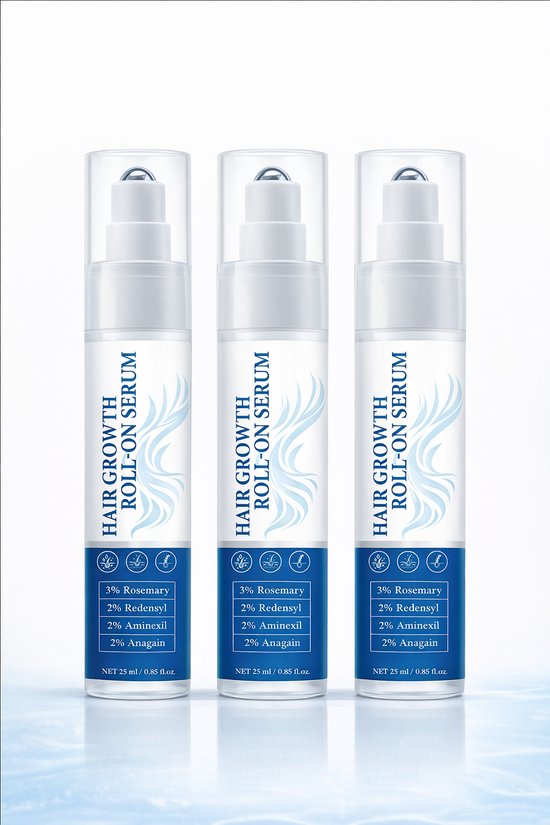 Hair Growth Serum Roll-On with 3% Rosemary, Redensyl & Aminexil - Thicker Fuller Hair Treatment 25ml (Pack of 3)