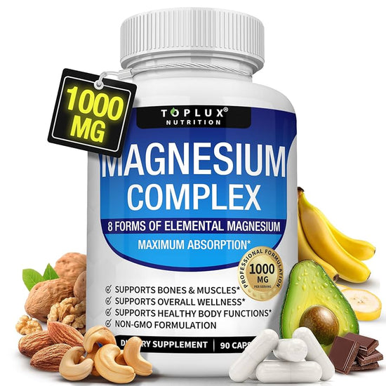Magnesium Complex 8 Forms - 90 Capsules | Elemental Magnesium Supplement ( 3 Pack )