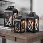 12-Inch Medium Decorative Black Metal Pillar Candle Holder Lantern