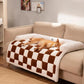 Large Dog Couch Cover Bed Cream Square Plaid Washable Pet Mat for Furniture Protector Sofa Cover for Dogs.