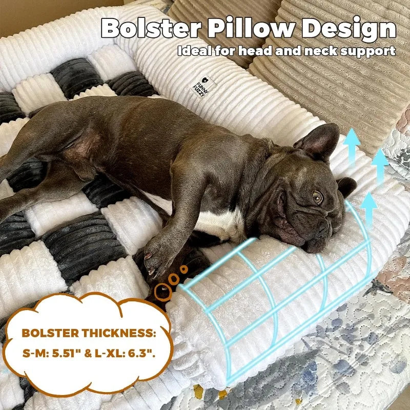 Large Dog Couch Cover Bed Cream Square Plaid Washable Pet Mat for Furniture Protector Sofa Cover for Dogs.
