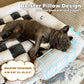 Large Dog Couch Cover Bed Cream Square Plaid Washable Pet Mat for Furniture Protector Sofa Cover for Dogs.