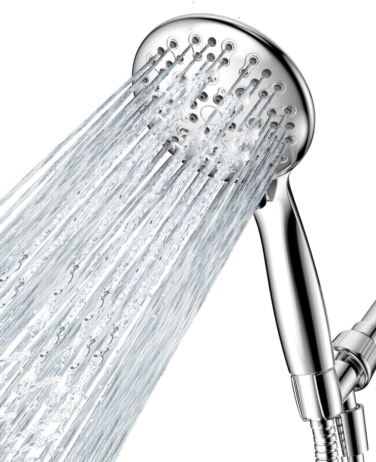 High Pressure Shower Head with Handheld,  6 Spray Settings Handheld Showerhead, 4.3" High Flow Rain Showerhead Set with 59" Stainless Steel Hose and Adjustable Bracket for Bathroom, Gym, Hotel