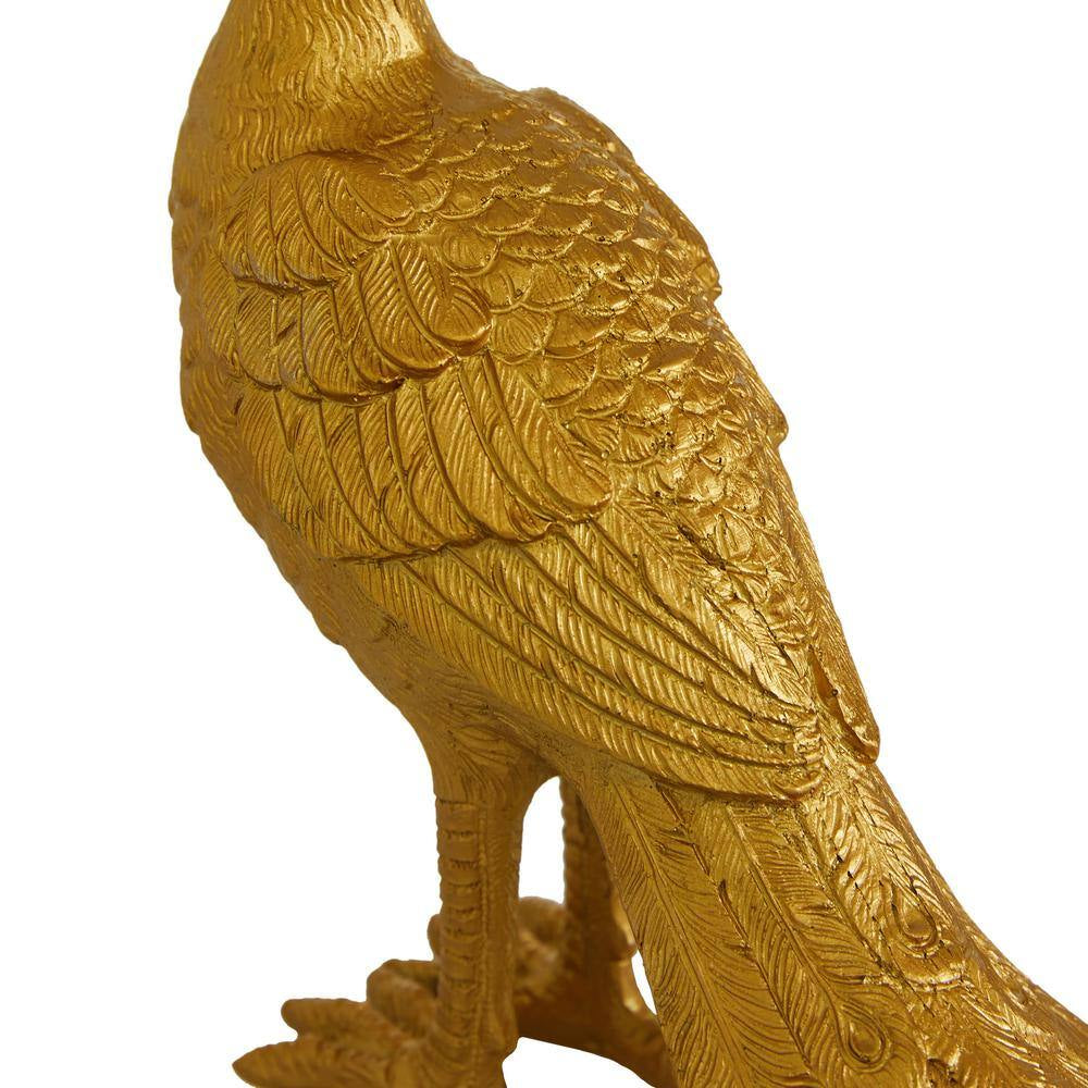 Gold Resin Peacock Sculpture (Set of 2)