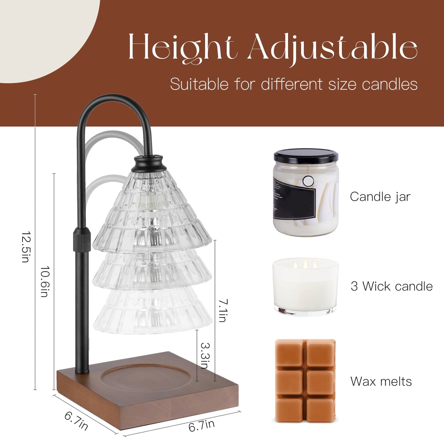 Candle Warmer Lamp with Dimmable Functionality and Two Bulbs, Ideal Gift for Mothers, Compatible with Large Jar Candles, Black Metal Design