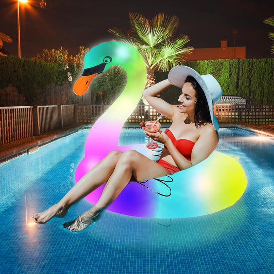  Floating Pool Lights,Solar Inflatable Swan Pool Floats with 3 Modes,Waterproof Glow in the Dark Inflatable Solar Powered Swan Pool Lights for Swimming Pool,Party,Garden,Patio,Outdoor Decor.