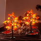 2 Pack 24 Inch Prelit Fall Lighted Maple Tree Thanksgiving Halloween Decorations with 48 Leds Timer 3D Pumpkin Lights 12 Acorns Battery Operated Tabletop Fall Tree Thanksgiving Decor