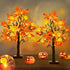 2 Pack 24 Inch Prelit Fall Lighted Maple Tree Thanksgiving Halloween Decorations with 48 Leds Timer 3D Pumpkin Lights 12 Acorns Battery Operated Tabletop Fall Tree Thanksgiving Decor